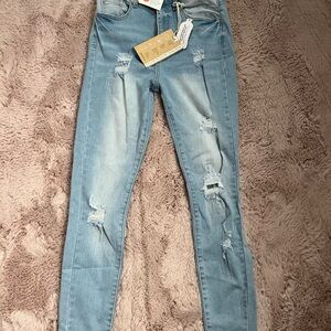 Wax Jean Women's Light Blue Distressed Skinny Jeans